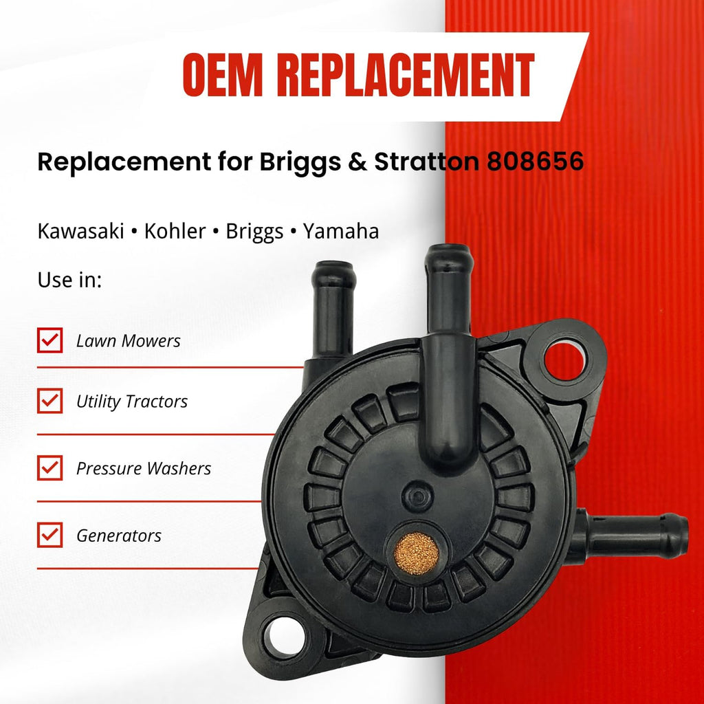 OEM Replacement 808656 808492 Fuel Pump Compatible with Briggs and Stratton, John Deere, Kawasaki Yamaha Golf Cart Lawn Mower Replace 597338