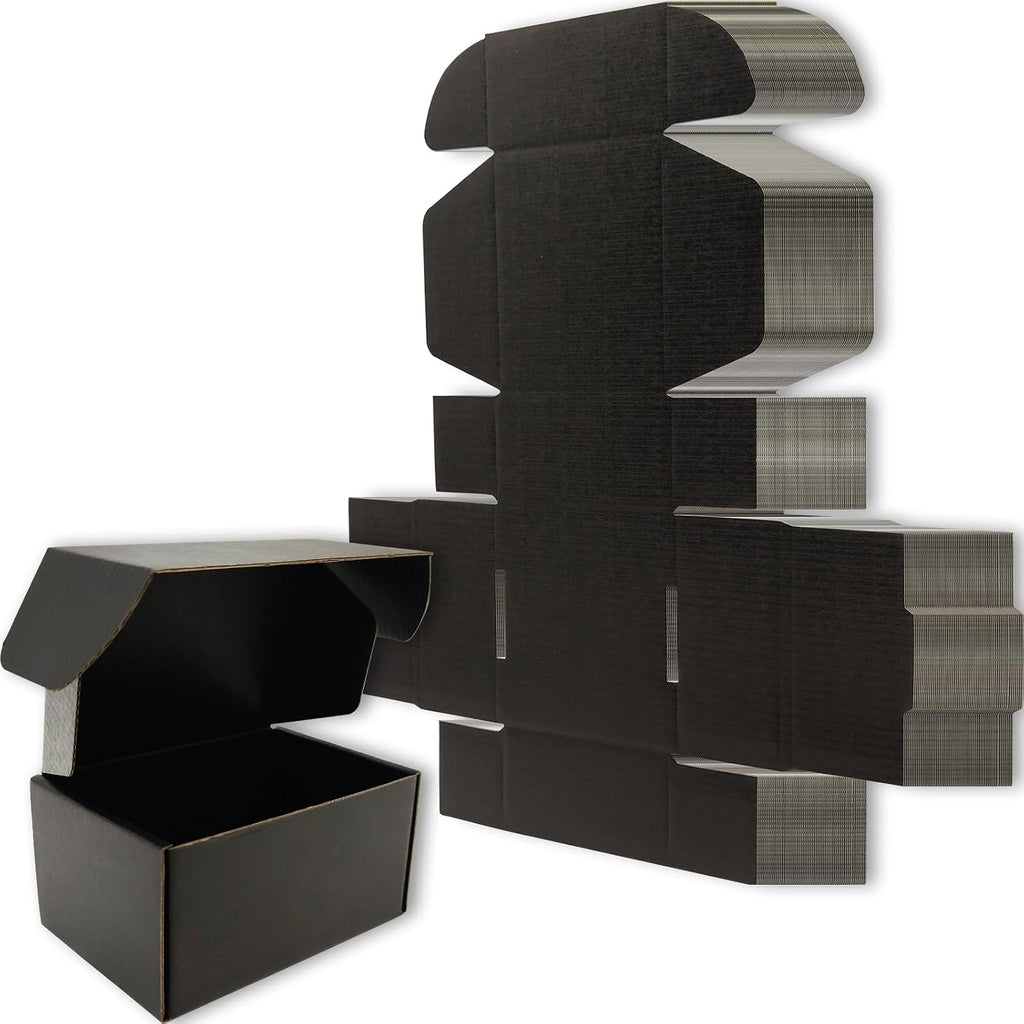 6x4x3 Shipping Boxes Set of 50, Black Mailer Corrugated Cardboard Box