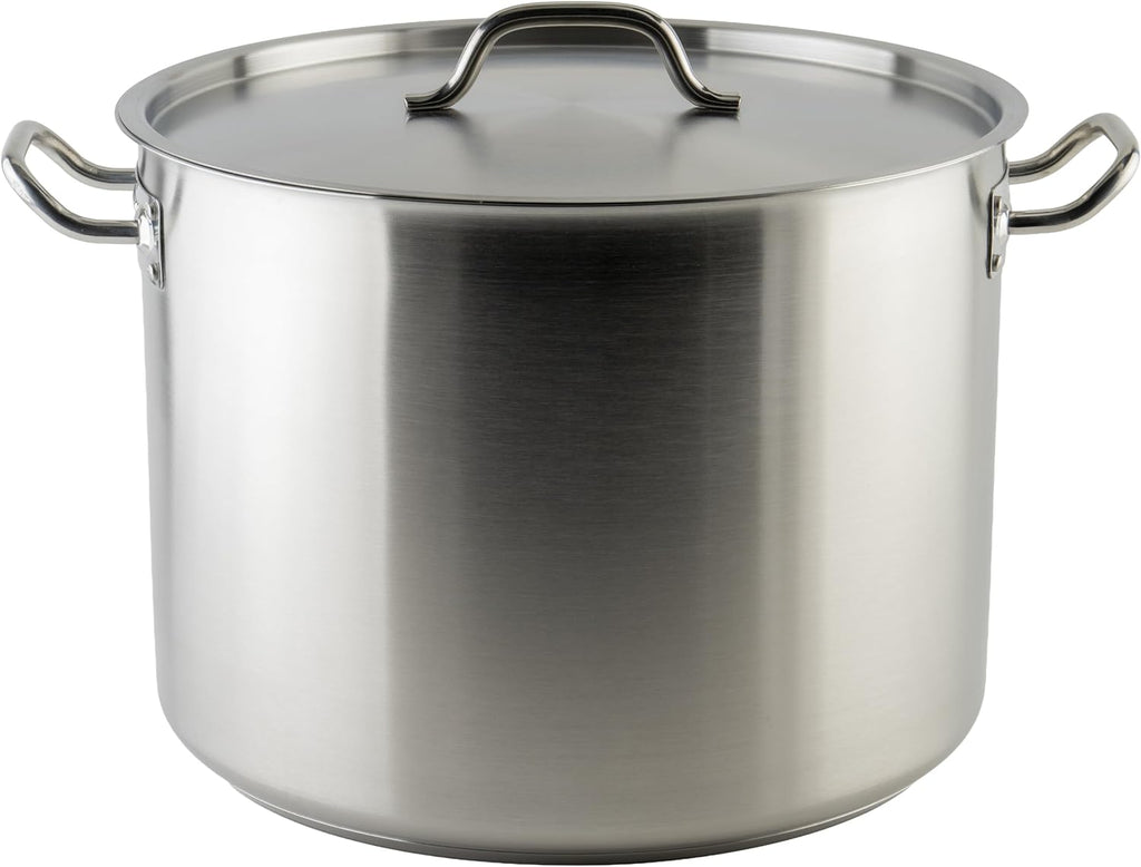 Winware SST-40 Stainless Steel 40 Quart Stock Pot with Cover | Dishwasher safe, Tri-ply heating for even cooking