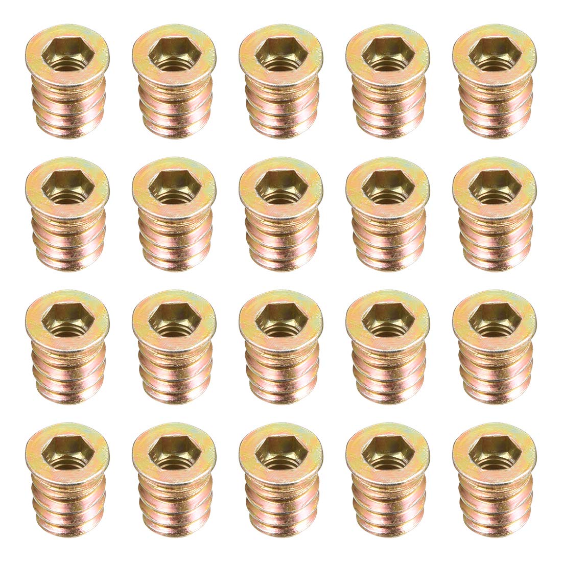 uxcell Wood Furniture M6x13mm Threaded Insert Nuts Interface Hex Socket Drive 20pcs