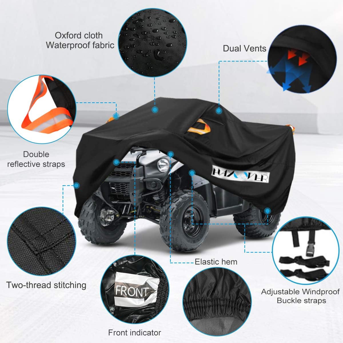 ATV Cover Waterproof Heavy Duty XXXL 102 Inches 300D Oxford Cloth Quad ATC 4 Wheeler Rain Cover All Weather for