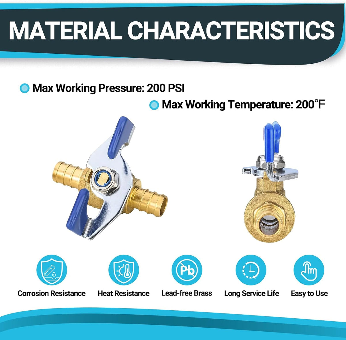 2Pack Seelink 3/4" PEX Crimp Ball Valve with Butterfly Level(VALVE169-2)