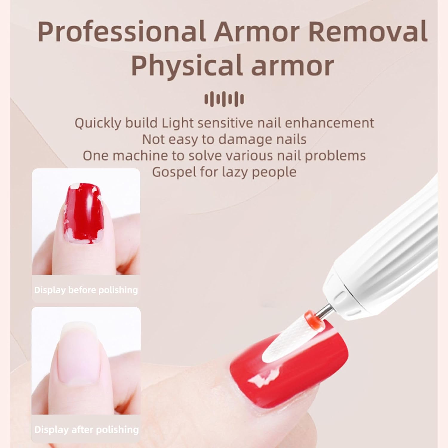 Nail Drill, Electric Nail File Professional - Nail Filer with U V Lamp for Acrylic Gel Nails, Cordless Nail Drill