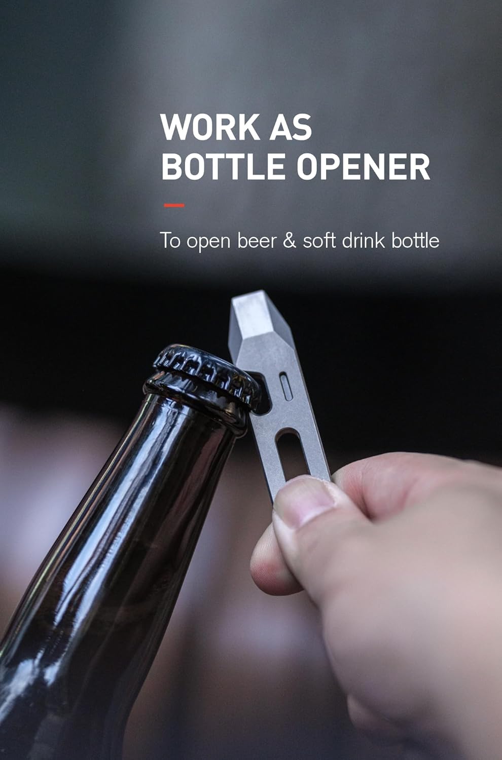 Titanium EDC Pry Bar with Bottle Opener, Wrench & Ruler, OLT03 | 4-in-1 Multitool, Keychain Prybar Tool, Ultra-Light