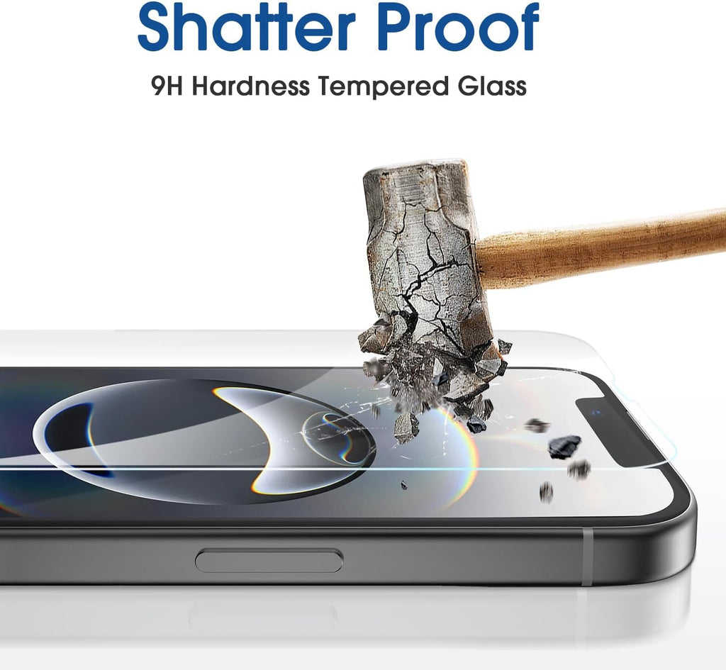 Auto-Alignment OneTouch for iPhone 17e / iPhone 16e [6.1''] Screen Protector + Camera Lens Protector, Tempered Glass