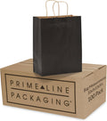 Paper Bags Bulk, Boutique Bags, 10x5x13 Inch, 50 Pack | Medium Black Gift Bags with Handles for Small Business