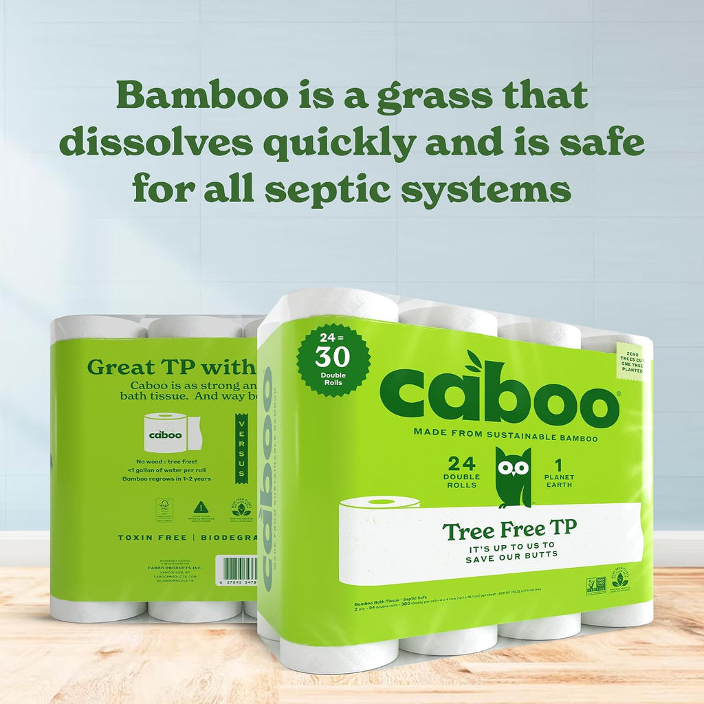 Tree Free Toilet Paper, PFAS Free, Septic Safe, 24 Rolls
