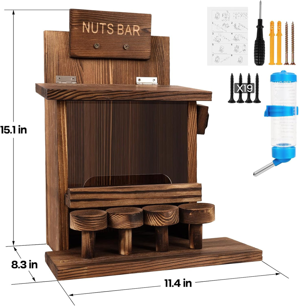 Squirrel Feeders for Outside Tree Wooden Squirrel Picnic Table Feeder for Corn Peanut Hanging Chipmunk House The Nut