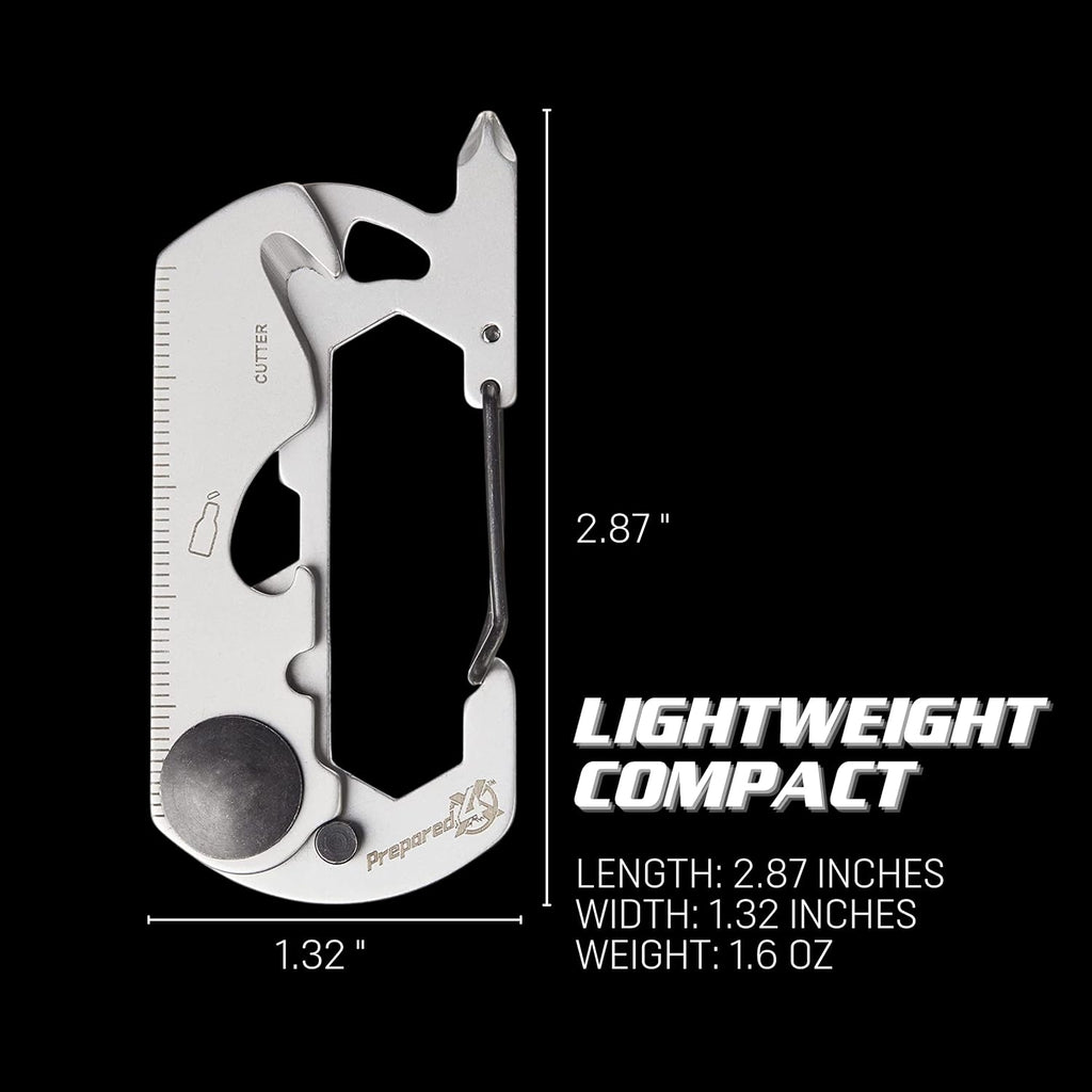 Multitool Carabiner Keychain – 10-in-1 Stainless Steel EDC Tactical Survival Gear – Screwdriver, Ruler, Bottle
