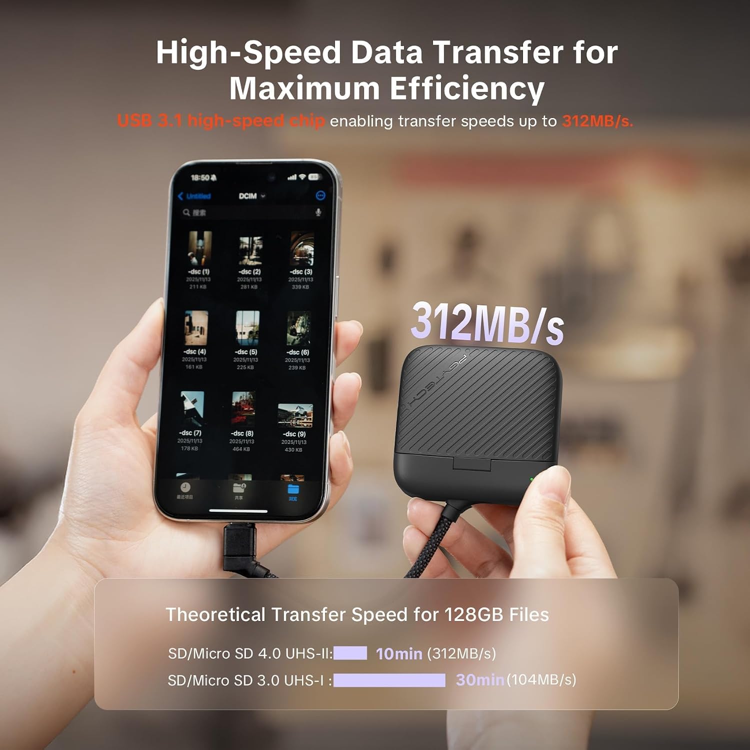 Mini SD Card Reader Case, 2-in-1 UHS-II SD 4.0/Micro SD Card Reader | CreateMate High-Speed Dual-Slot Transfer/USB