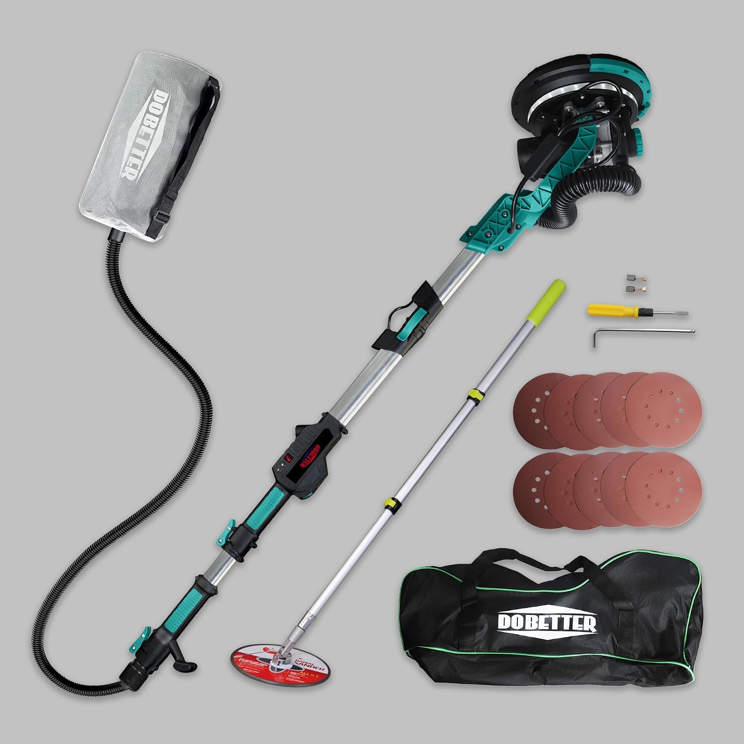 Drywall Sander With Vacuum Dust Collector and Pole Sander Set | 900W Power Motor 900-1800 RPM Variable Speed 10 pcs