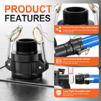 Gasher 3PCS 1/2" Type B Polypropylene Camlock Fitting, Female x Male Thread