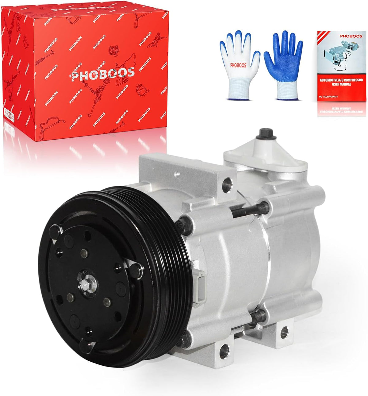 PHOBOOS A/C Compressor with Clutch Compatible with Ford