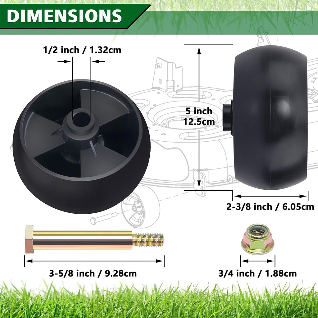 CheeMuii 4 Pack 734-04155 Lawn Mower Deck Wheels Kit with Bolts & Nuts