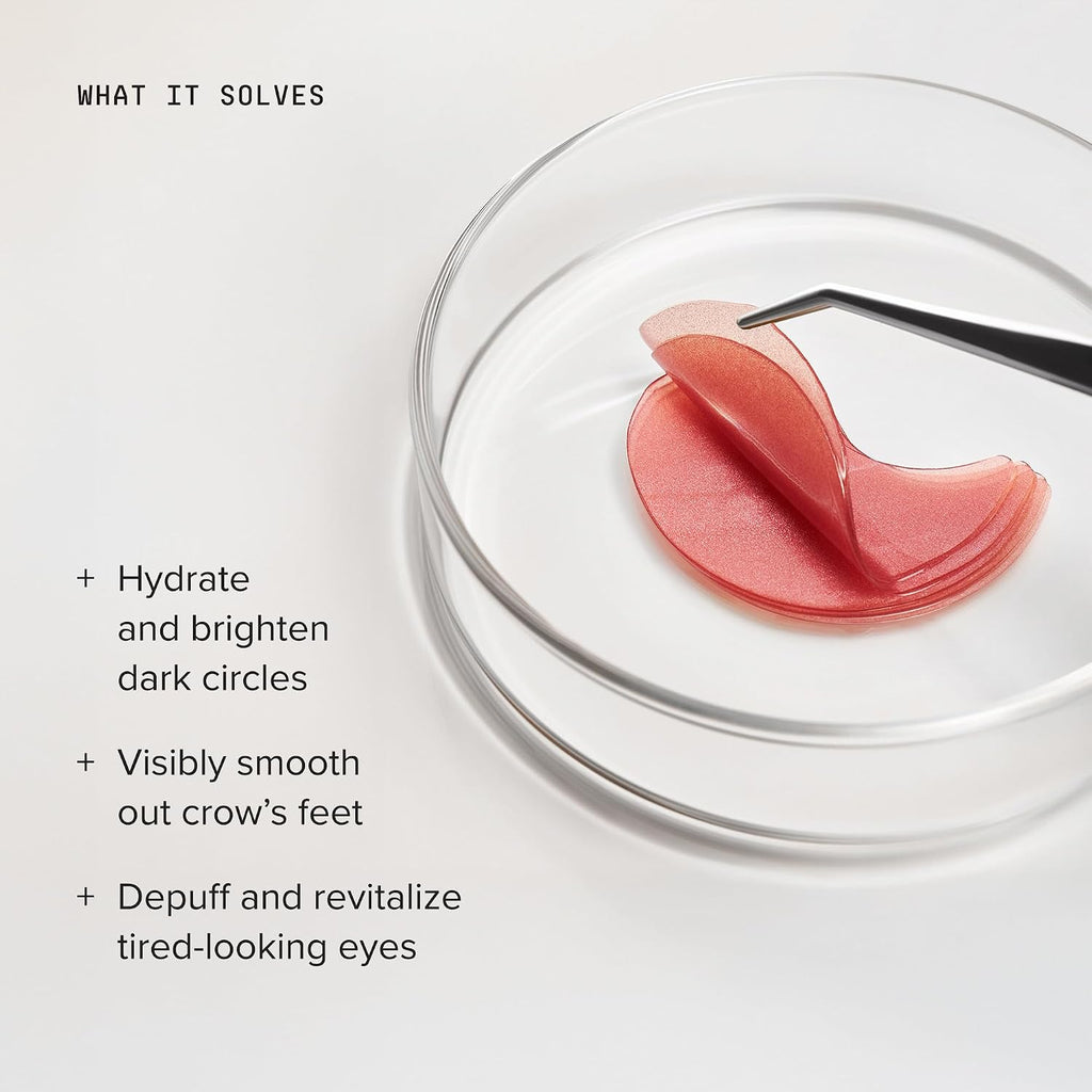 Brightening Eye Masks 60 Count | Hydrogel Under Eye Patches | Depuffing, Dark circle brightening, Peptides, Caffeine