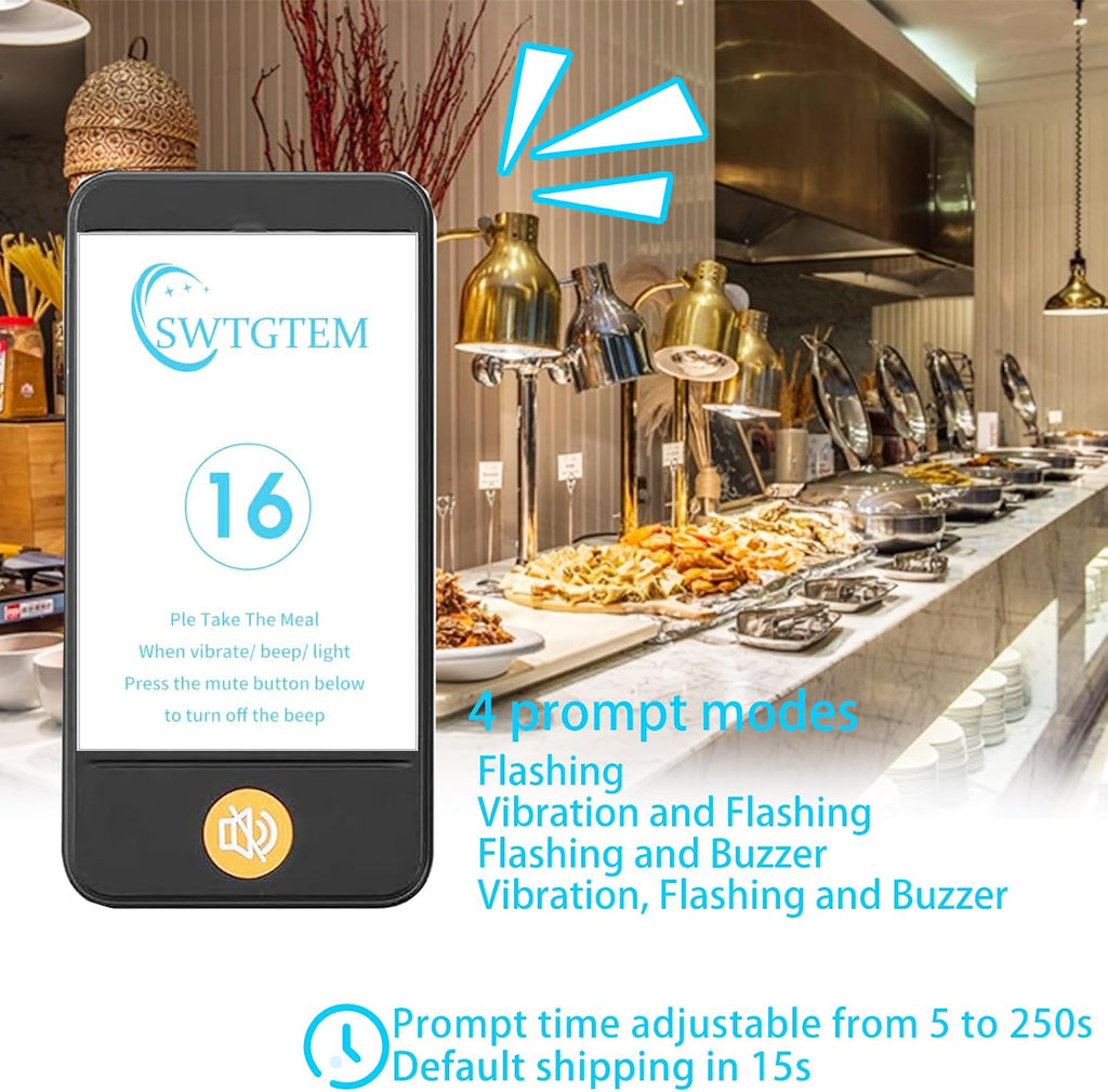 Restaurant Pager System,1640ft Long Range Restaurant Vibrating Buzzers with Beeping,Vibration,Flashing,10 Pagers for