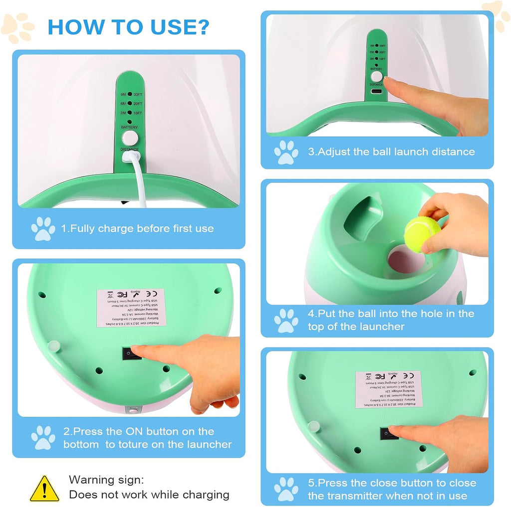 Automatic Ball Launcher for Dogs Indoor Thrower Fetch Machine,Green