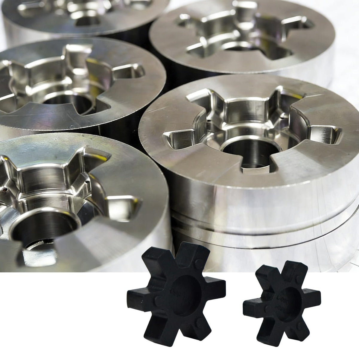 4-Pack L090/L095 NBR Rubber Spider Insert - Solid Center Inserts for L-Jaw Coupler Set, Black (4, L090/L095)