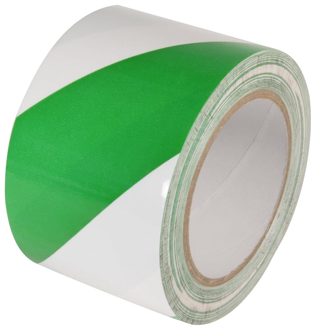 Manufacturing: Hazard Warning Laminated Safety Tape, 3" x 54', Green/White