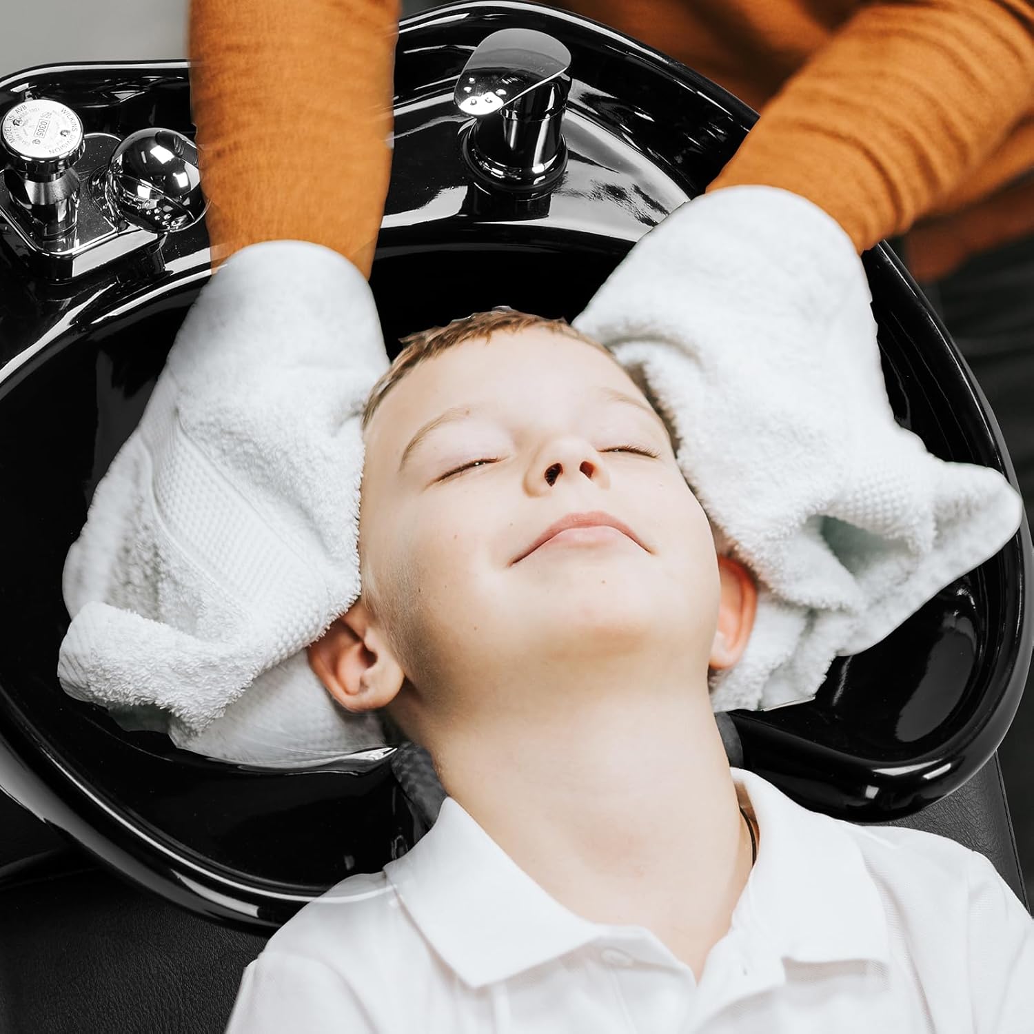Salon Shampoo Backwash Chair Unit for Hairdressing | Large Ceramic Bowl, Adjustable Shampoo Bowl Sink, Barbershop