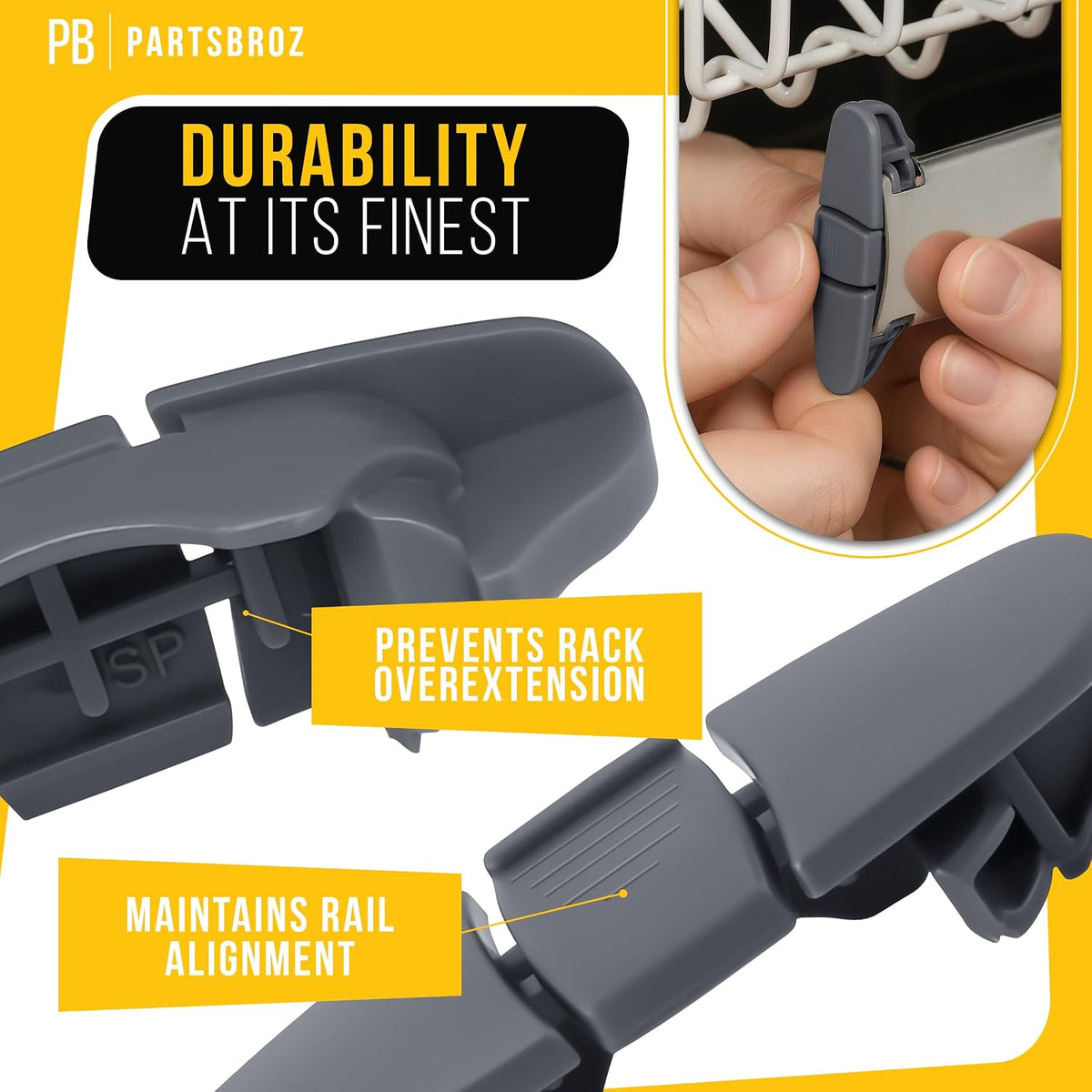 Dishwasher Stop Clip for Whirlpool WDF540PADW3 (2-Pack)