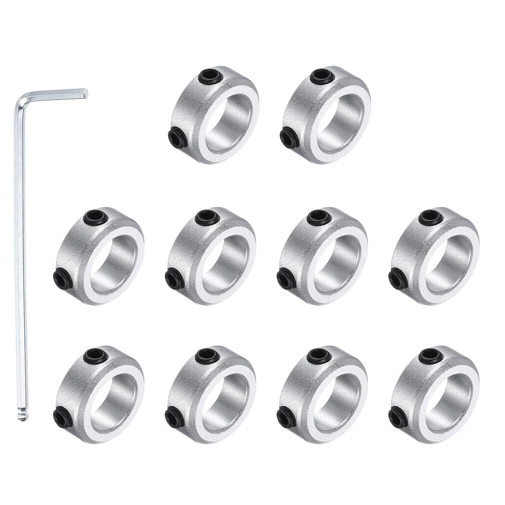 MECCANIXITY 10Pack Shaft Collar 10mm Bore 6mm Thick 16mm OD Silver