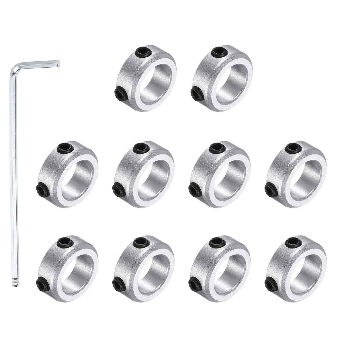 MECCANIXITY 10Pack Shaft Collar 10mm Bore 6mm Thick 16mm OD Silver