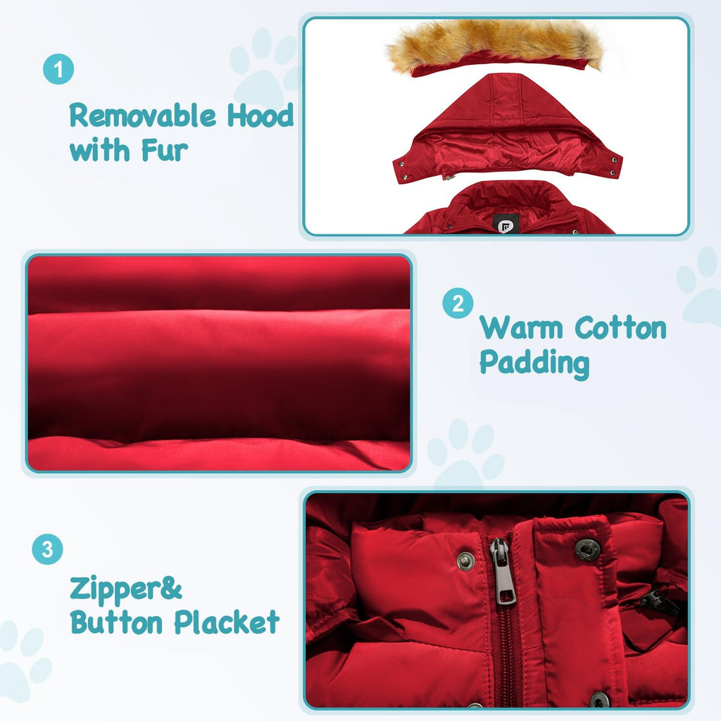 Boy Winter Coat Warm Quilted Puffer Water Resistant Parka Jacket with Detachable Fur Hood for Big Boys