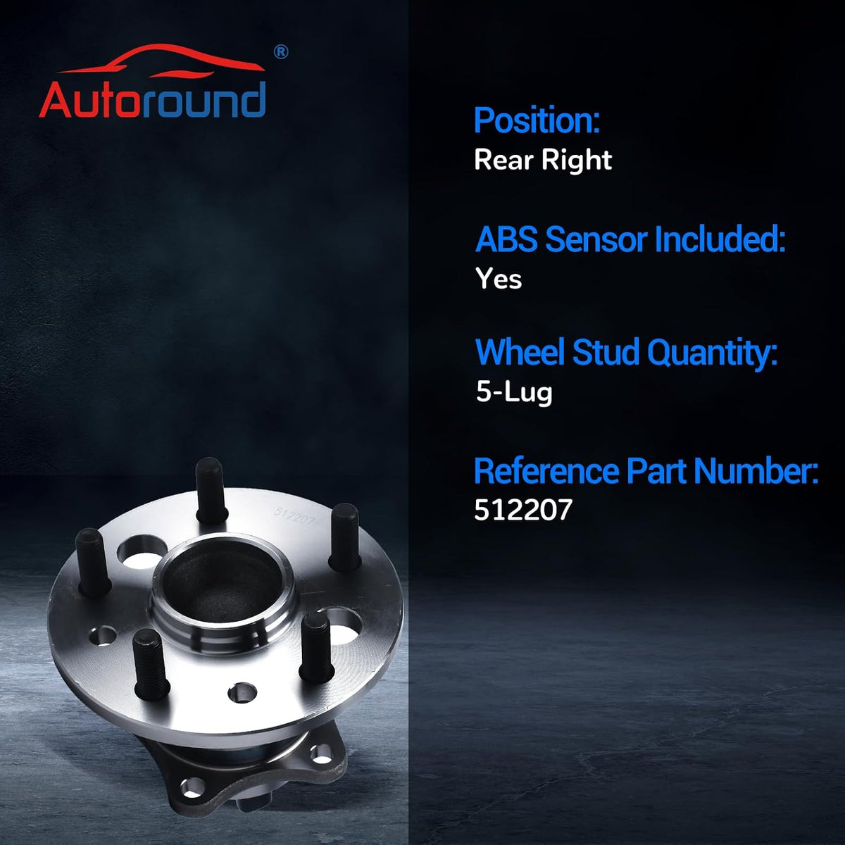 Autoround 512207 Rear Right Wheel Hub Assembly Fit for Toyota Camry 02-11