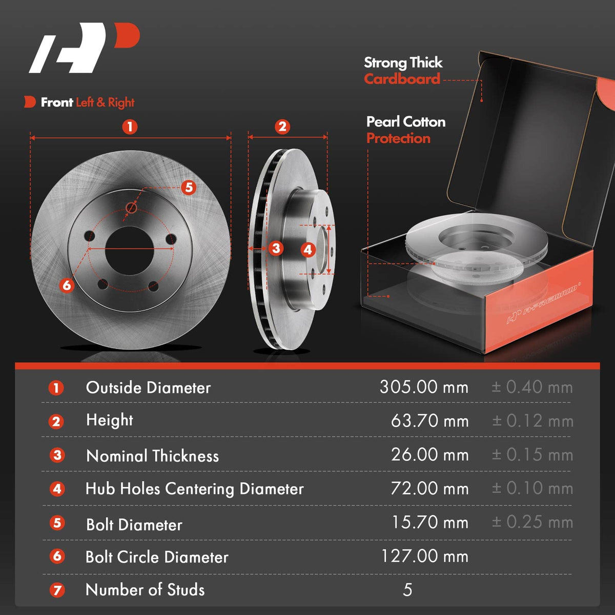 A-Premium Front Brake Rotors and Ceramic Pads Kit with Calipers