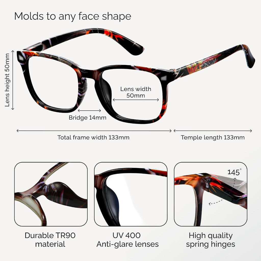 Reading Glasses for Women +2.0, Eyeglasses, Blue Light Readers for Women/Men, Computer Eye Glasses, Cheaters