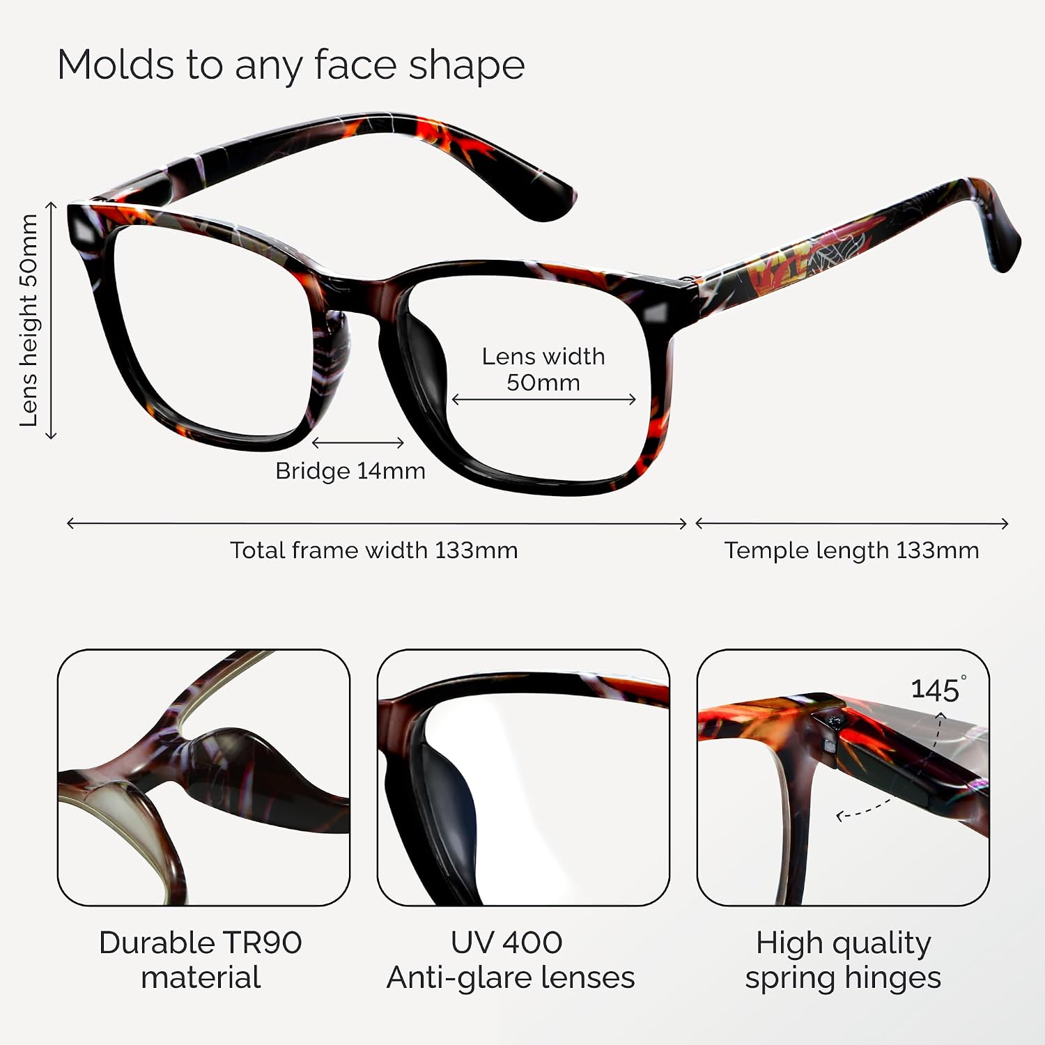 Reading Glasses for Women +2.0, Eyeglasses, Blue Light Readers for Women/Men, Computer Eye Glasses, Cheaters