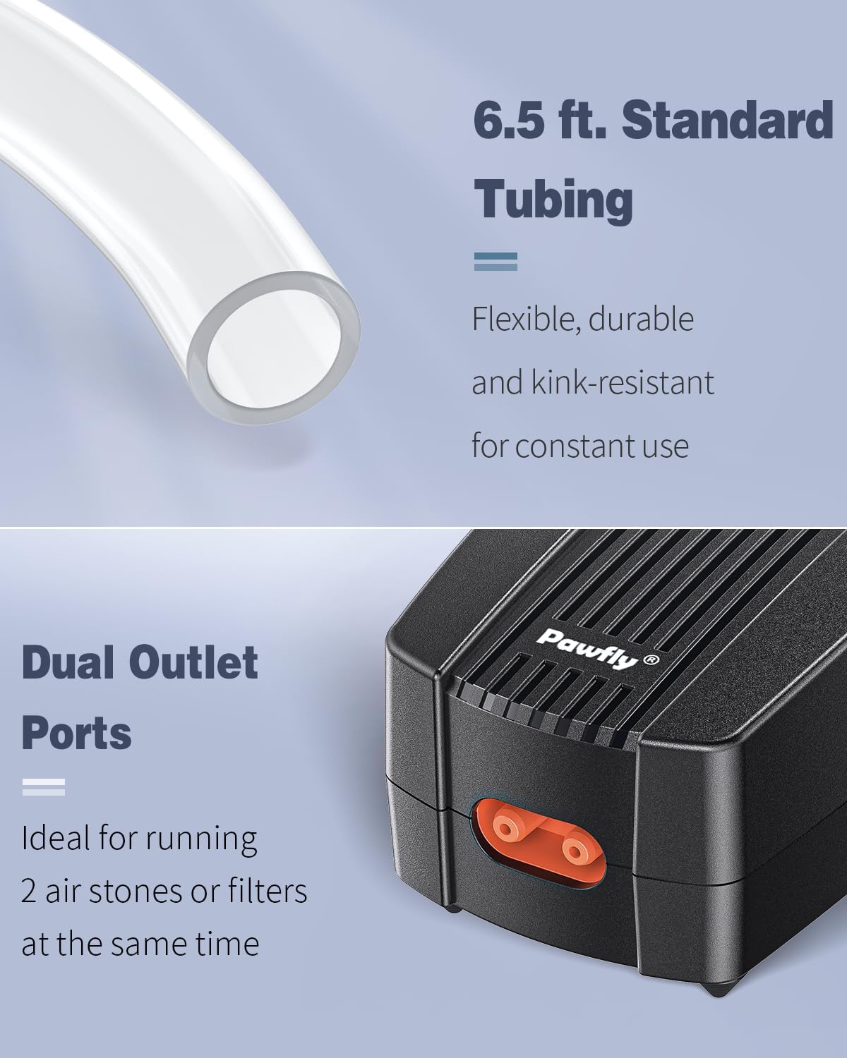 Aquarium Air Pump Oxygen Pump for 10-200 Gallon Fish Tanks Buckets Dual Outlet Adjustable Ultra Quiet Aerator Pump