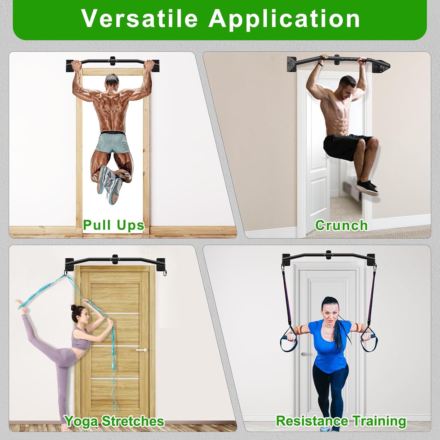 32"/36" Wall Mount Pull Up Bar Joist Mount Chin Up Bar for Doorway | Heavy Duty Steel Construction Support 450 lb