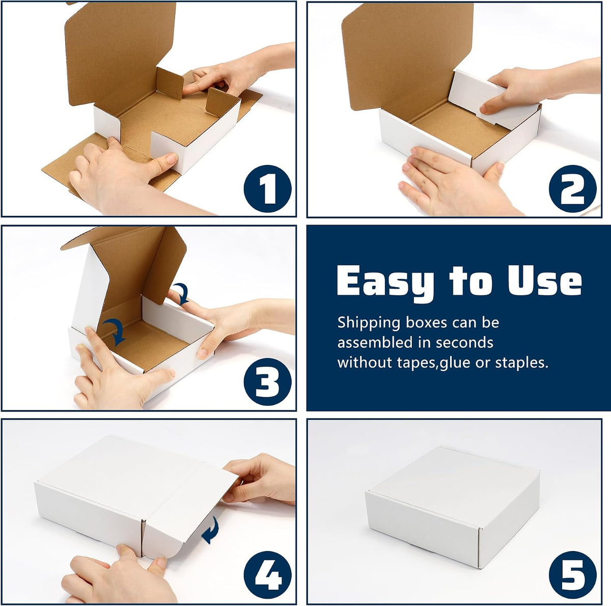 Shipping Boxes Set of 25, 8" x 6" x 2" White Corrugated Cardboard Box, Mailer Boxes for Packaging, Mailing