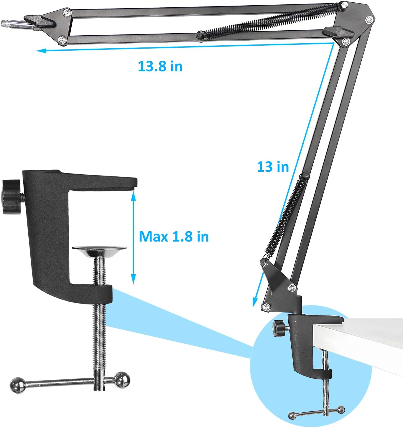 Blue Yeti Microphone Stand with Foam Cover - Suspension Boom Scissor Arm Stand and Mic Windscreen Pop Filter