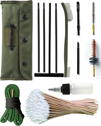 Universal Rifle Cleaning Kit, CLP,Brushes,Snakes,Tools for 5.56mm, 20-25 Caliber Rifles/Shotguns, Include 100 6-inch