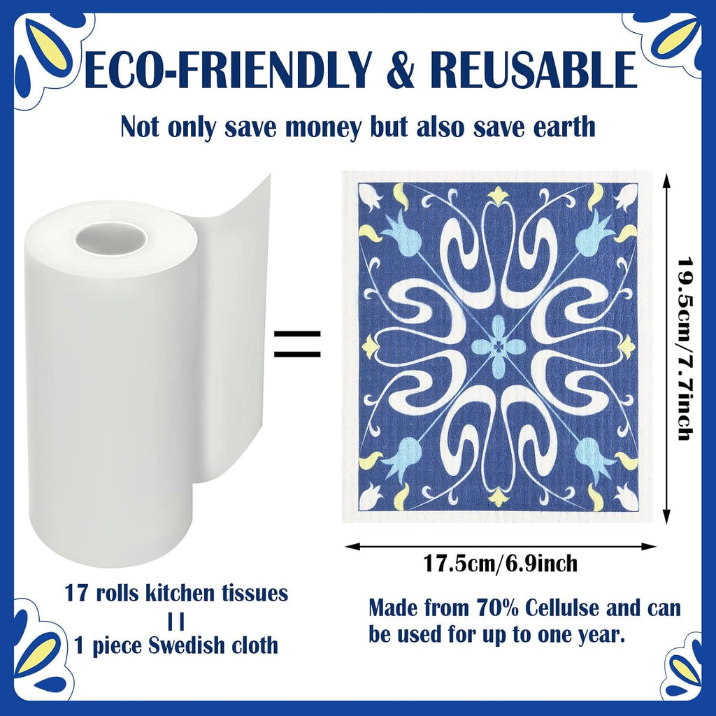 9 Pcs Blue Swedish Kitchen Dishcloths Reusable Hand Towels