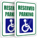 Handicap Reserved Parking Signs, 8 x 12 Inch Reflective Aluminum, 2 Pack | Disabled Space Marker for Lots, Driveways