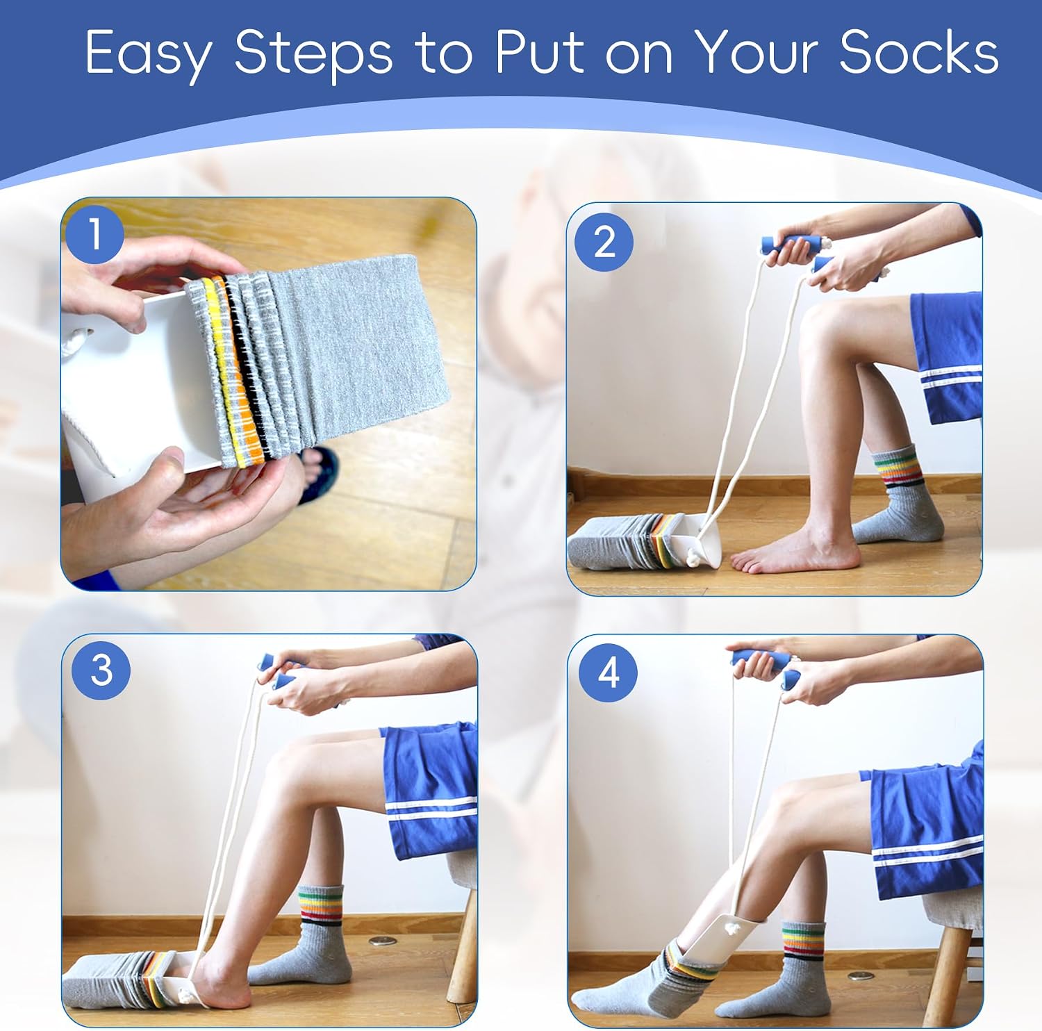 Sock Aid, Sock Aid Device for Seniors, Sock Helpers to Put on Your Socks with Foam Handles, Sock Assistant Device no