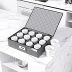 Cup and Mug Storage Box 2 Pack with Hard Shell and Dividers for Coffee Mugs,Tea Cups and Glasses,Stackable Storage