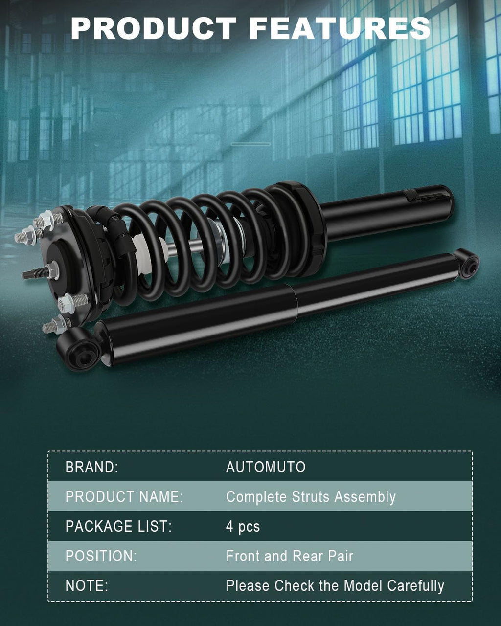 AUTOMUTO Front Rear Complete Struts Assembly for Jeep Commander 2006-2010
