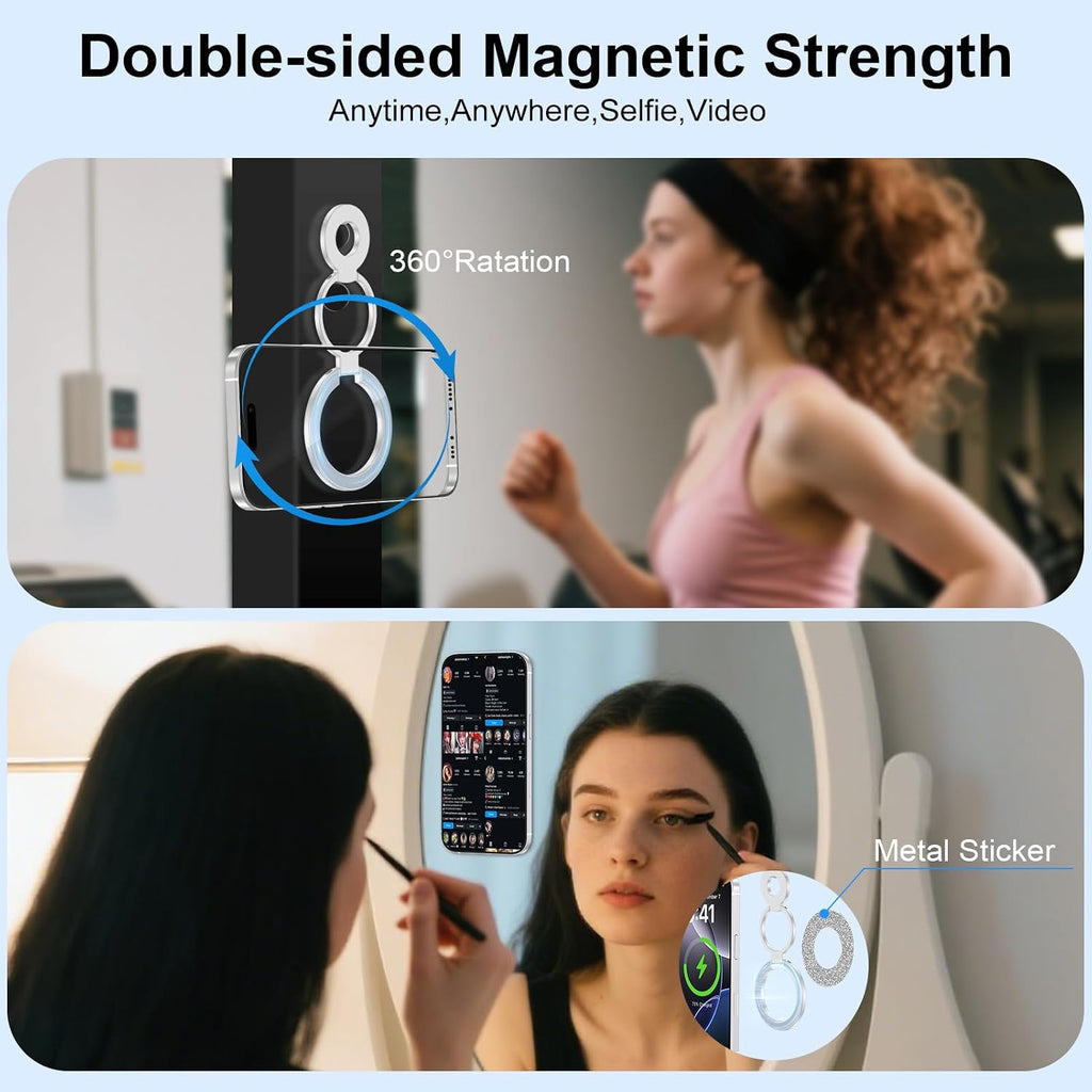 Magnetic Finger Phone Grip Holder Dual-Sided Magnet Gym Finger Ring Loop Adjustable MagSafe Finger Ring for iPhone 17