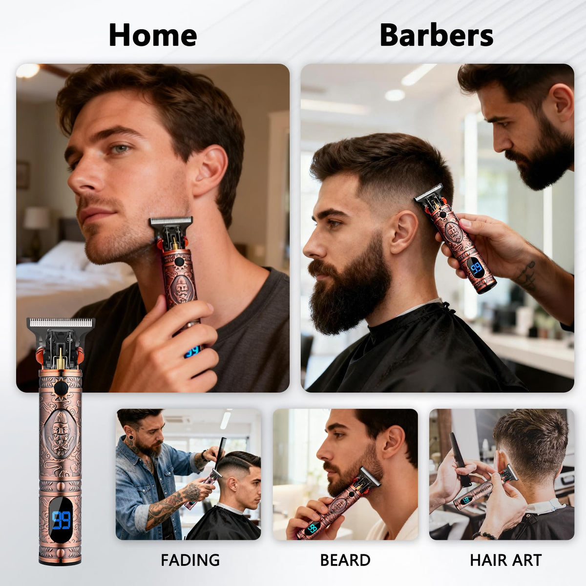 Beard Trimmer for Men,Zero Gapped Vintage Professional Hair Clipper