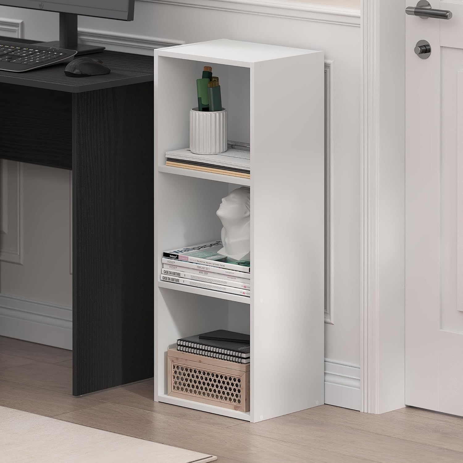 LUDER Book Shelf, 3-Cube Bookshelf, Bookcase with Open Shelves, 9.3 x 12 x 31.5, Easy Assembly