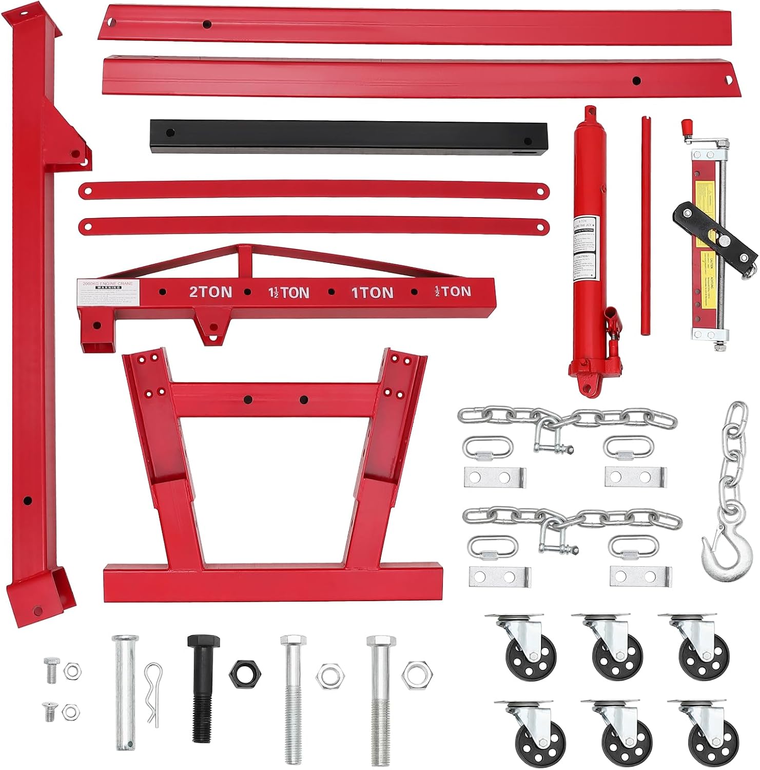 2 Ton Folding Hydraulic Engine Hoist with Load Leveler 4400 LBS Capacity Heavy Duty Cherry Picker 6 Swivel