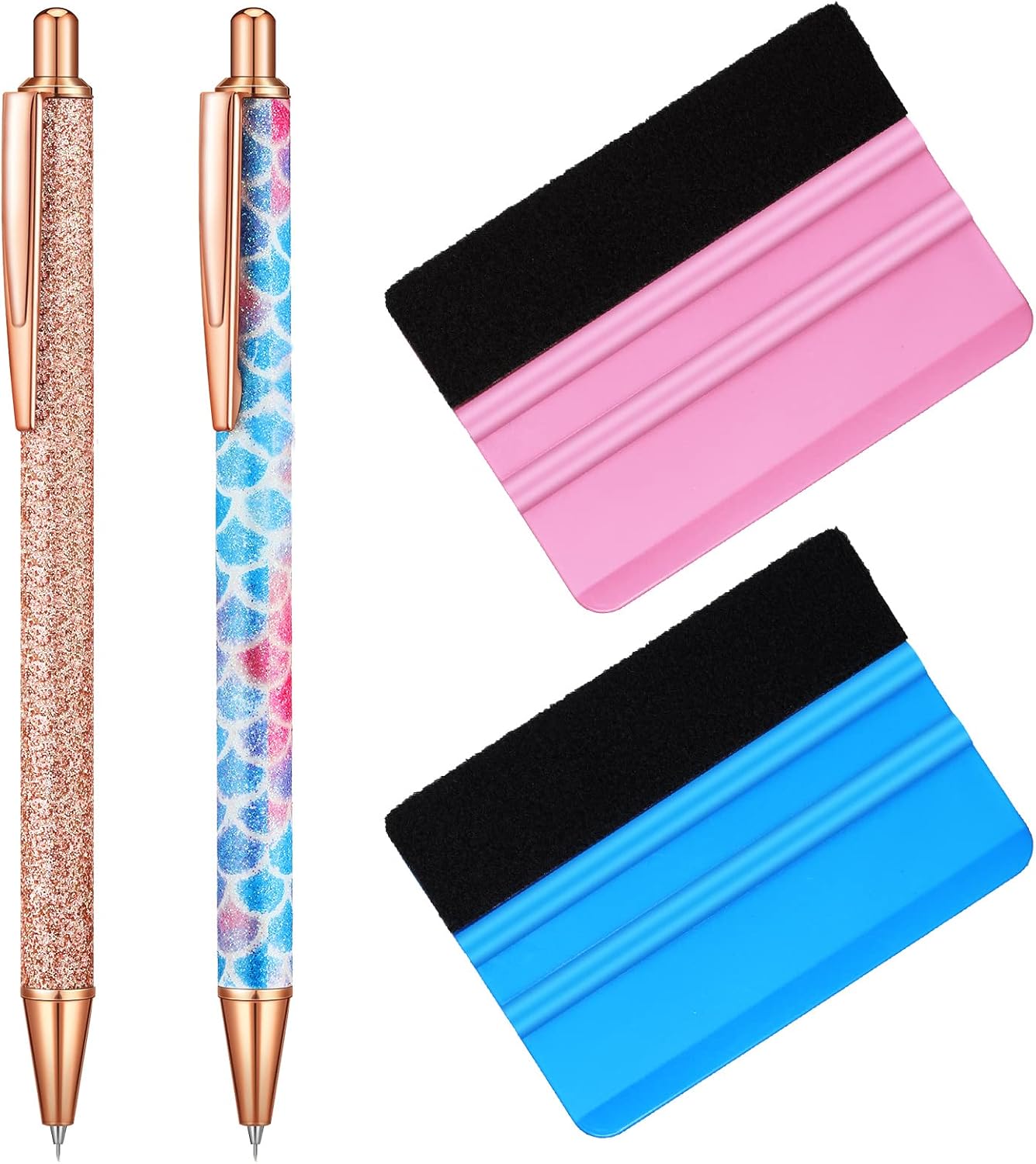 4 Pcs Weeding Tools for Vinyl, 2 Pcs Air Release Pen Glitter Craft Weeding Point Retractable Pin Pen with 2 Pcs Felt
