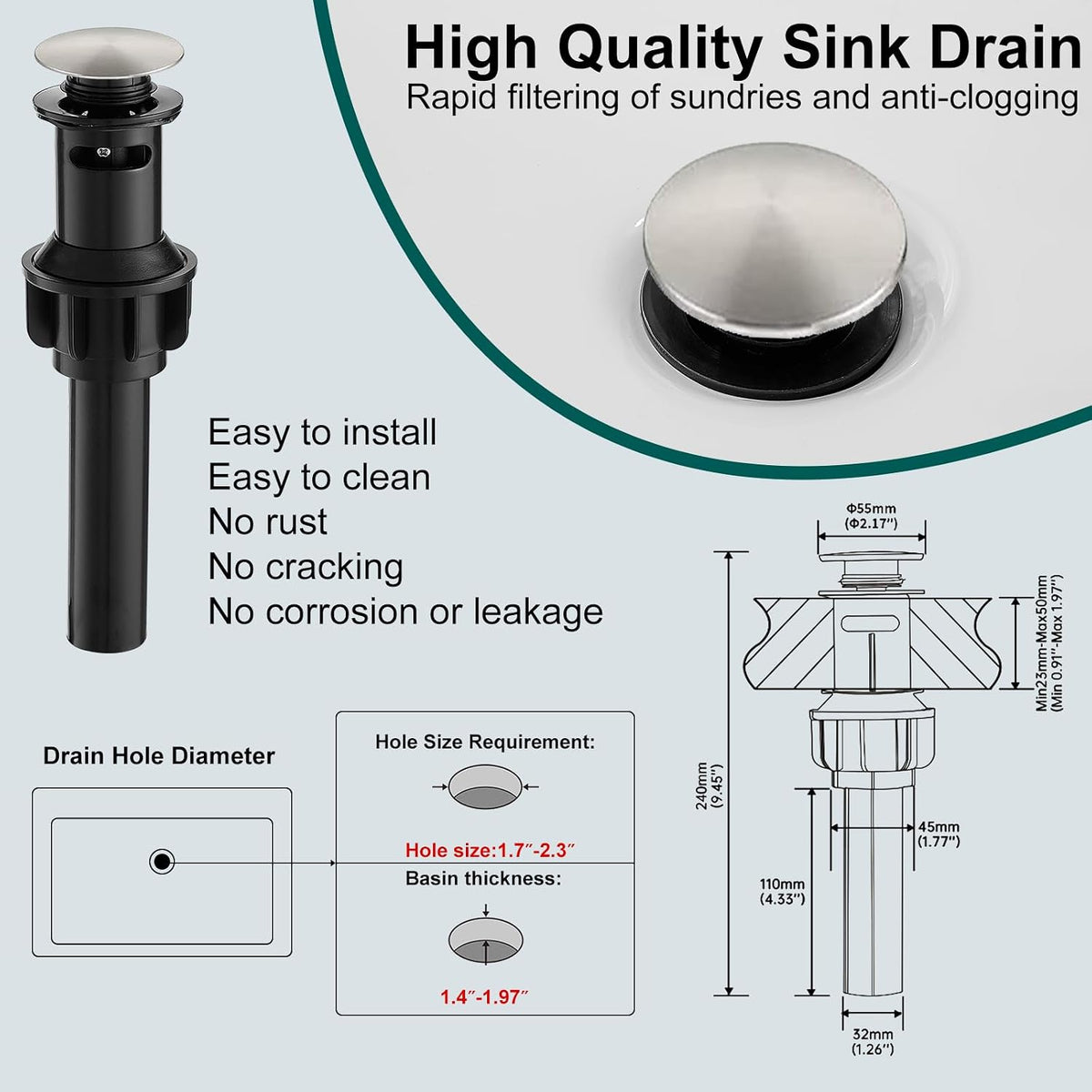 Brushed Nickel Bathroom Faucet 1 Hole Single Hole Vanity Faucet