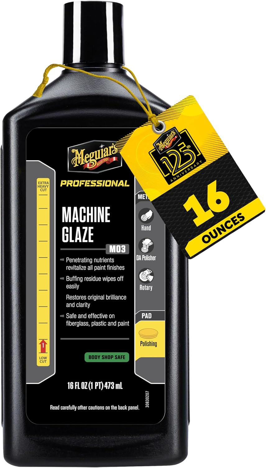 Professional M03 Machine Glaze, 16oz | High Gloss Car Polish for Exterior Car Care, Paint, Fiberglass and Plastic