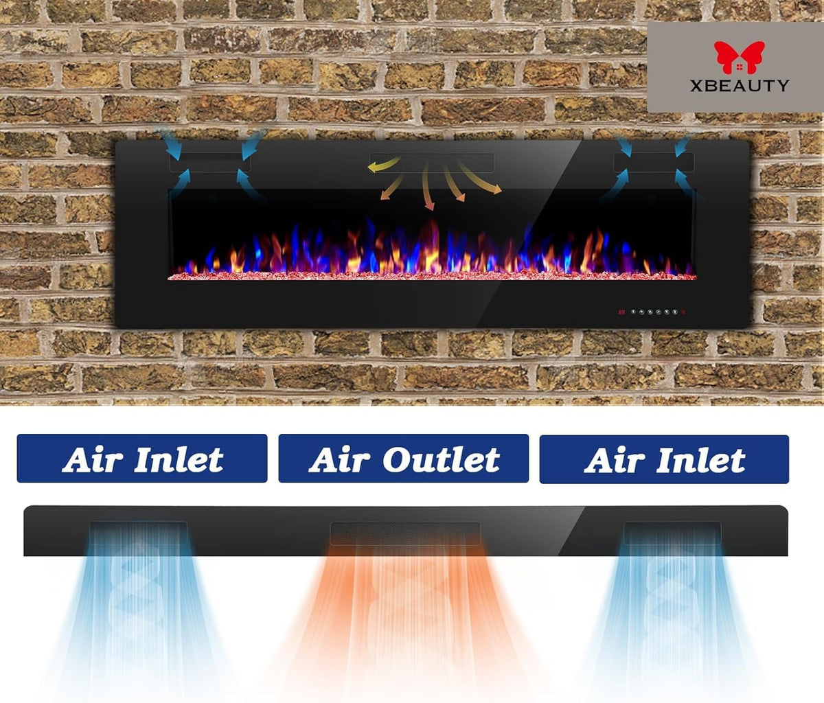 50 inch Electric Fireplace Recessed and Wall Mounted Insert Update